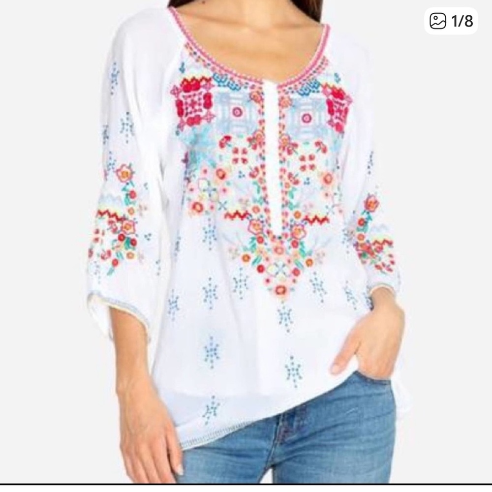 Johnny Was Multicolor Embroidered Muna Tunic Women’s Small